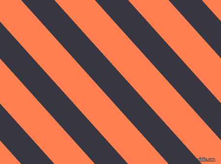 132 degree angle lines stripes, 51 pixel line width, 62 pixel line spacing, Black Marlin and Coral angled lines and stripes seamless tileable