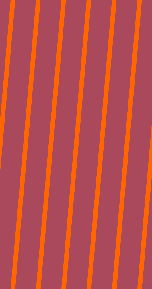 85 degree angle lines stripes, 16 pixel line width, 72 pixel line spacing, Safety Orange and Hippie Pink angled lines and stripes seamless tileable