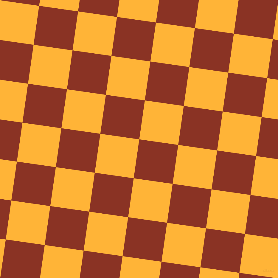 82/172 degree angle diagonal checkered chequered squares checker pattern checkers background, 132 pixel squares size, Burnt Umber and Supernova checkers chequered checkered squares seamless tileable