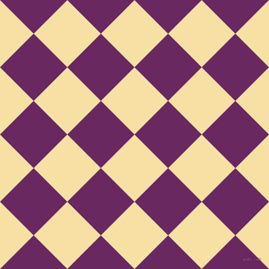 45/135 degree angle diagonal checkered chequered squares checker pattern checkers background, 94 pixel square size, Buttermilk and Palatinate Purple checkers chequered checkered squares seamless tileable
