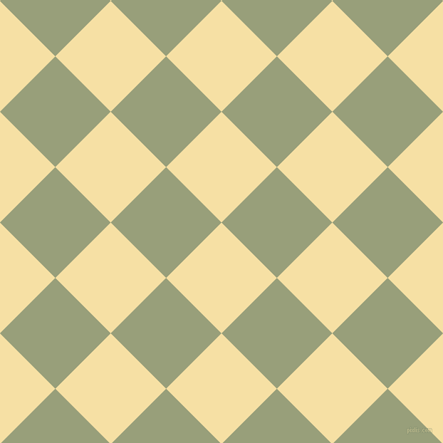 45/135 degree angle diagonal checkered chequered squares checker pattern checkers background, 110 pixel square size, Buttermilk and Sage checkers chequered checkered squares seamless tileable