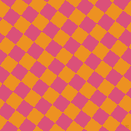 53/143 degree angle diagonal checkered chequered squares checker pattern checkers background, 45 pixel squares size, , Carrot Orange and Cranberry checkers chequered checkered squares seamless tileable