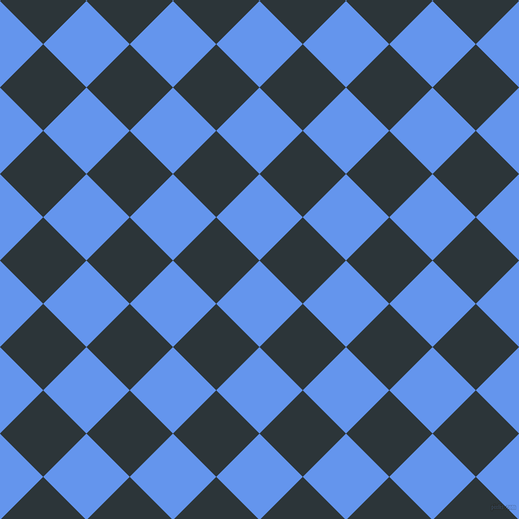 45/135 degree angle diagonal checkered chequered squares checker pattern checkers background, 87 pixel squares size, , Cornflower Blue and Gunmetal checkers chequered checkered squares seamless tileable