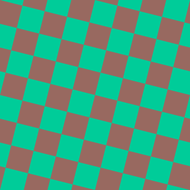 76/166 degree angle diagonal checkered chequered squares checker pattern checkers background, 76 pixel square size, , Dark Chestnut and Caribbean Green checkers chequered checkered squares seamless tileable
