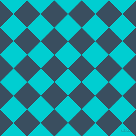 45/135 degree angle diagonal checkered chequered squares checker pattern checkers background, 63 pixel squares size, , Dark Turquoise and Cello checkers chequered checkered squares seamless tileable