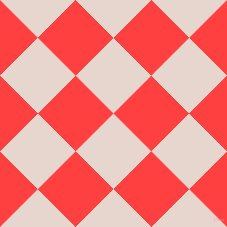 45/135 degree angle diagonal checkered chequered squares checker pattern checkers background, 177 pixel square size, Dawn Pink and Coral Red checkers chequered checkered squares seamless tileable