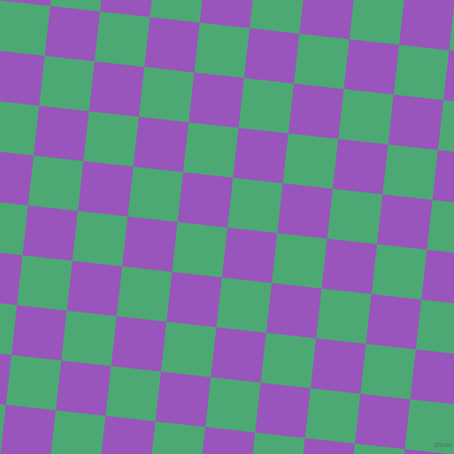 84/174 degree angle diagonal checkered chequered squares checker pattern checkers background, 98 pixel squares size, , Deep Lilac and Ocean Green checkers chequered checkered squares seamless tileable