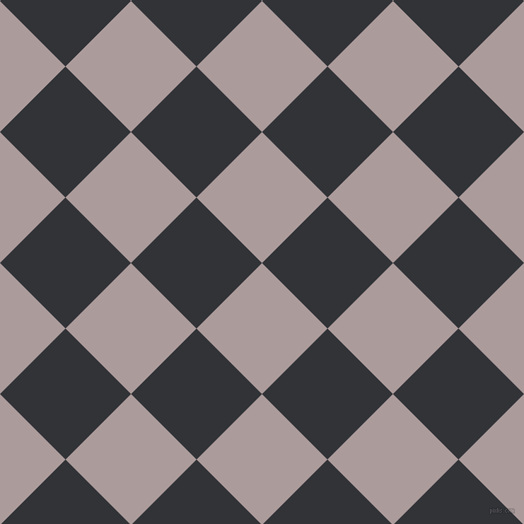 45/135 degree angle diagonal checkered chequered squares checker pattern checkers background, 131 pixel square size, , Dusty Grey and Ebony checkers chequered checkered squares seamless tileable