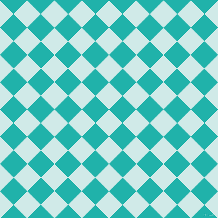 45/135 degree angle diagonal checkered chequered squares checker pattern checkers background, 64 pixel square size, , Foam and Light Sea Green checkers chequered checkered squares seamless tileable