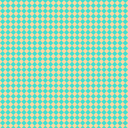 45/135 degree angle diagonal checkered chequered squares checker pattern checkers background, 16 pixel square size, , Frangipani and Turquoise checkers chequered checkered squares seamless tileable
