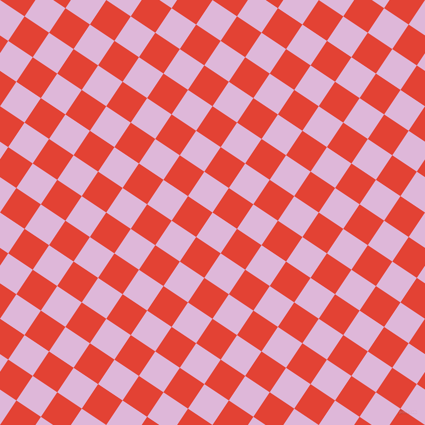 56/146 degree angle diagonal checkered chequered squares checker pattern checkers background, 59 pixel squares size, French Lilac and Cinnabar checkers chequered checkered squares seamless tileable