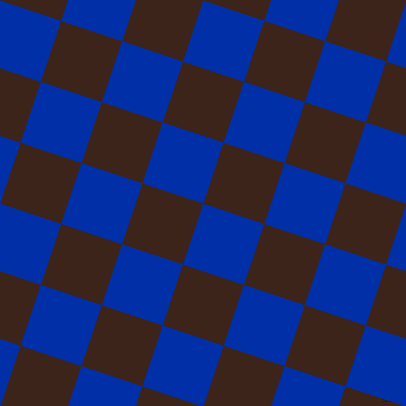 72/162 degree angle diagonal checkered chequered squares checker pattern checkers background, 130 pixel square size, , International Klein Blue and Brown Pod checkers chequered checkered squares seamless tileable