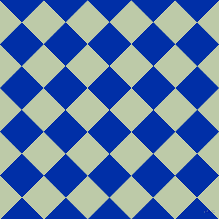 45/135 degree angle diagonal checkered chequered squares checker pattern checkers background, 102 pixel square size, , International Klein Blue and Pale Leaf checkers chequered checkered squares seamless tileable