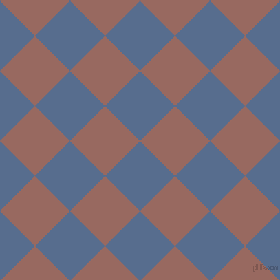 45/135 degree angle diagonal checkered chequered squares checker pattern checkers background, 72 pixel squares size, Kashmir Blue and Dark Chestnut checkers chequered checkered squares seamless tileable