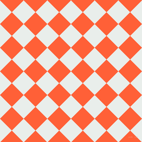 45/135 degree angle diagonal checkered chequered squares checker pattern checkers background, 64 pixel squares size, , Lily White and Outrageous Orange checkers chequered checkered squares seamless tileable