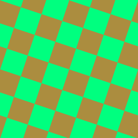 72/162 degree angle diagonal checkered chequered squares checker pattern checkers background, 75 pixel square size, Luxor Gold and Spring Green checkers chequered checkered squares seamless tileable