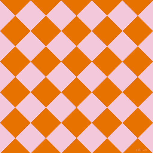 45/135 degree angle diagonal checkered chequered squares checker pattern checkers background, 72 pixel squares size, , Mango Tango and Classic Rose checkers chequered checkered squares seamless tileable