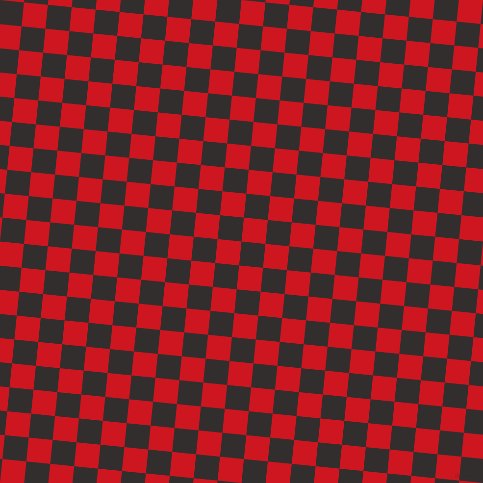 84/174 degree angle diagonal checkered chequered squares checker pattern checkers background, 49 pixel square size, Night Rider and Fire Engine Red checkers chequered checkered squares seamless tileable