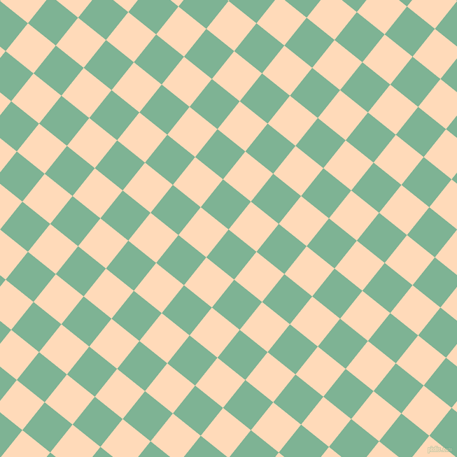 51/141 degree angle diagonal checkered chequered squares checker pattern checkers background, 51 pixel squares size, , Padua and Peach Puff checkers chequered checkered squares seamless tileable