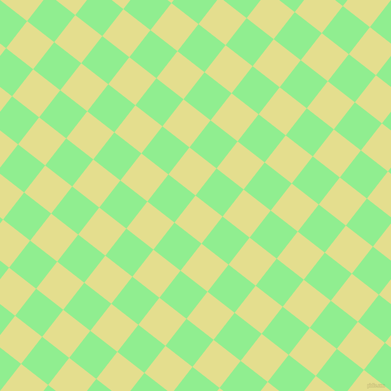 52/142 degree angle diagonal checkered chequered squares checker pattern checkers background, 69 pixel square size, , Primrose and Light Green checkers chequered checkered squares seamless tileable
