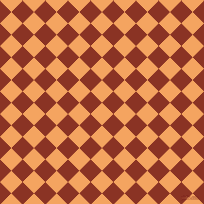 45/135 degree angle diagonal checkered chequered squares checker pattern checkers background, 33 pixel squares size, Sandy Brown and Burnt Umber checkers chequered checkered squares seamless tileable