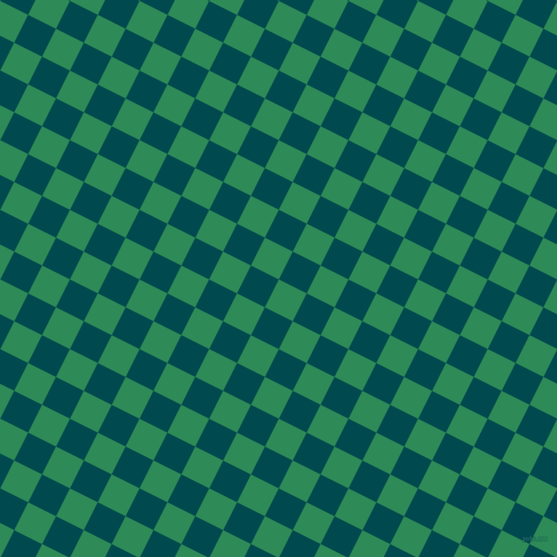 63/153 degree angle diagonal checkered chequered squares checker pattern checkers background, 44 pixel squares size, , Sea Green and Sherpa Blue checkers chequered checkered squares seamless tileable
