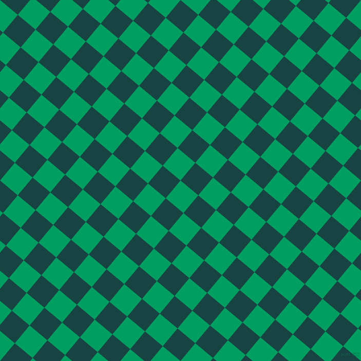 50/140 degree angle diagonal checkered chequered squares checker pattern checkers background, 45 pixel squares size, , Shamrock Green and Tiber checkers chequered checkered squares seamless tileable