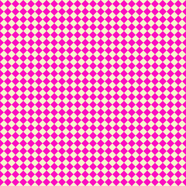 45/135 degree angle diagonal checkered chequered squares checker pattern checkers background, 18 pixel square size, , Shocking Pink and Mimosa checkers chequered checkered squares seamless tileable