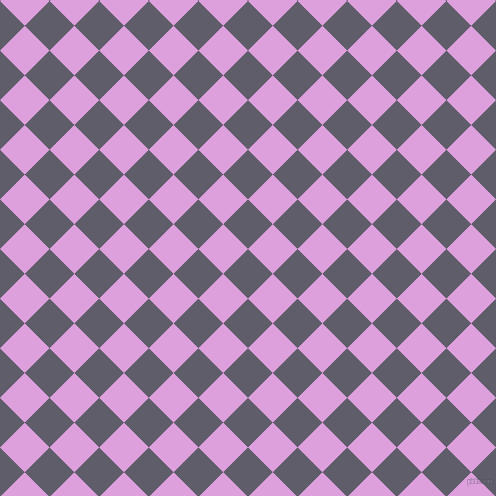 45/135 degree angle diagonal checkered chequered squares checker pattern checkers background, 50 pixel square size, Smoky and Plum checkers chequered checkered squares seamless tileable