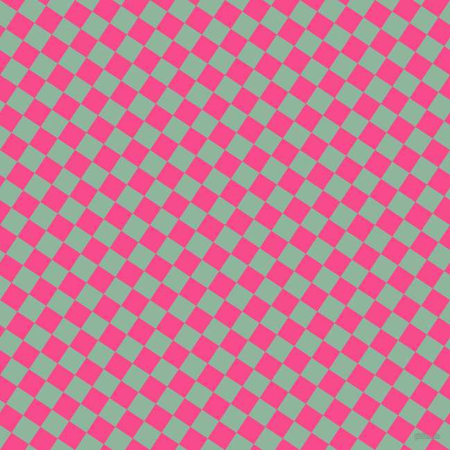 56/146 degree angle diagonal checkered chequered squares checker pattern checkers background, 30 pixel square size, Summer Green and French Rose checkers chequered checkered squares seamless tileable