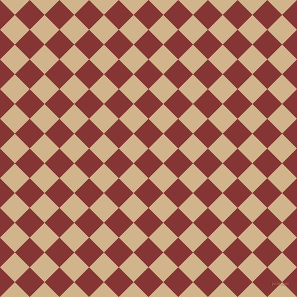 45/135 degree angle diagonal checkered chequered squares checker pattern checkers background, 42 pixel squares size, , Tall Poppy and Tan checkers chequered checkered squares seamless tileable