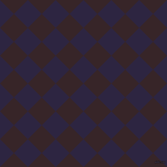 45/135 degree angle diagonal checkered chequered squares checker pattern checkers background, 68 pixel squares size, Tolopea and Aubergine checkers chequered checkered squares seamless tileable