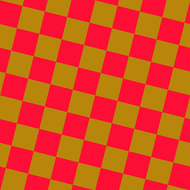 76/166 degree angle diagonal checkered chequered squares checker pattern checkers background, 78 pixel square size, , Torch Red and Dark Goldenrod checkers chequered checkered squares seamless tileable
