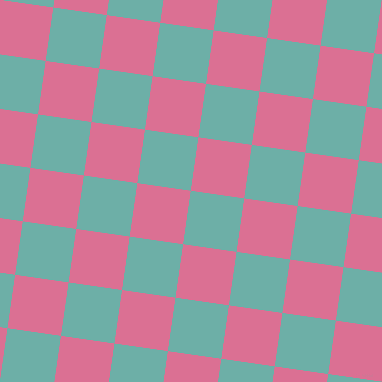 82/172 degree angle diagonal checkered chequered squares checker pattern checkers background, 108 pixel square size, , Tradewind and Pale Violet Red checkers chequered checkered squares seamless tileable