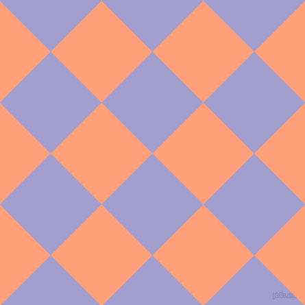 45/135 degree angle diagonal checkered chequered squares checker pattern checkers background, 105 pixel squares size, , Wistful and Light Salmon checkers chequered checkered squares seamless tileable