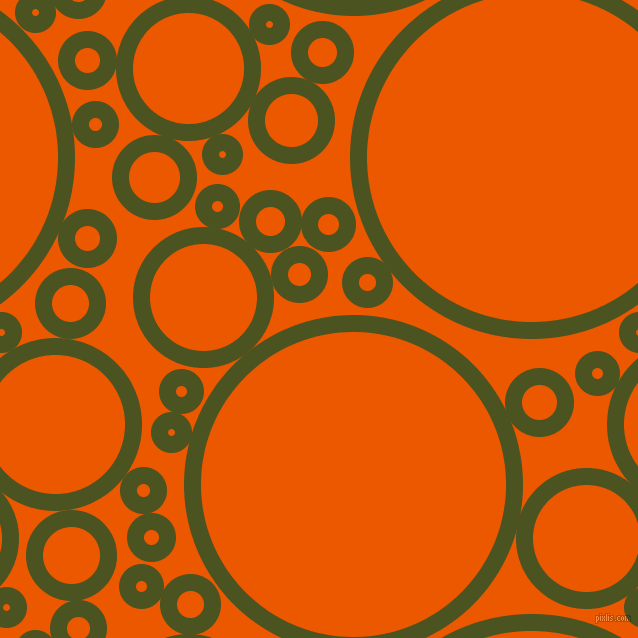 bubbles, circles, sponge, big, medium, small, 17 pixel line width, Army green and Persimmon circles bubbles sponge soap seamless tileable