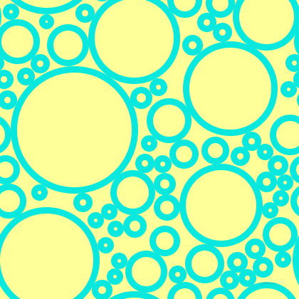 bubbles, circles, sponge, big, medium, small, 9 pixel line width, Bright Turquoise and Canary circles bubbles sponge soap seamless tileable