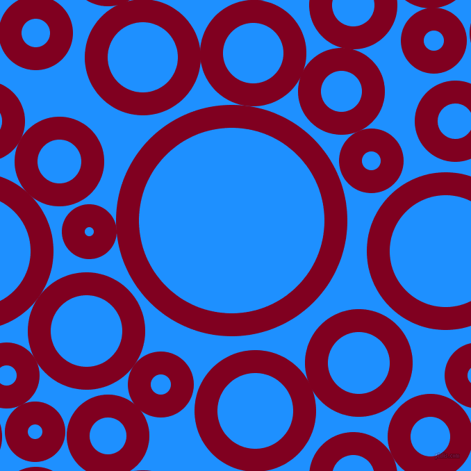 bubbles, circles, sponge, big, medium, small, 33 pixel line width, Burgundy and Dodger Blue circles bubbles sponge soap seamless tileable