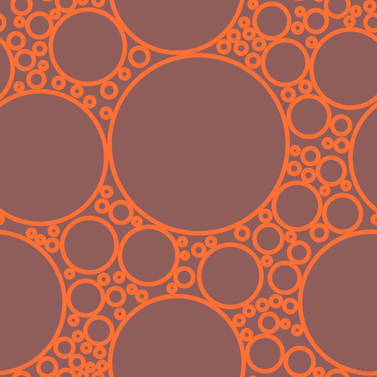 bubbles, circles, sponge, big, medium, small, 9 pixel line width, Burnt Orange and Rose Taupe circles bubbles sponge soap seamless tileable