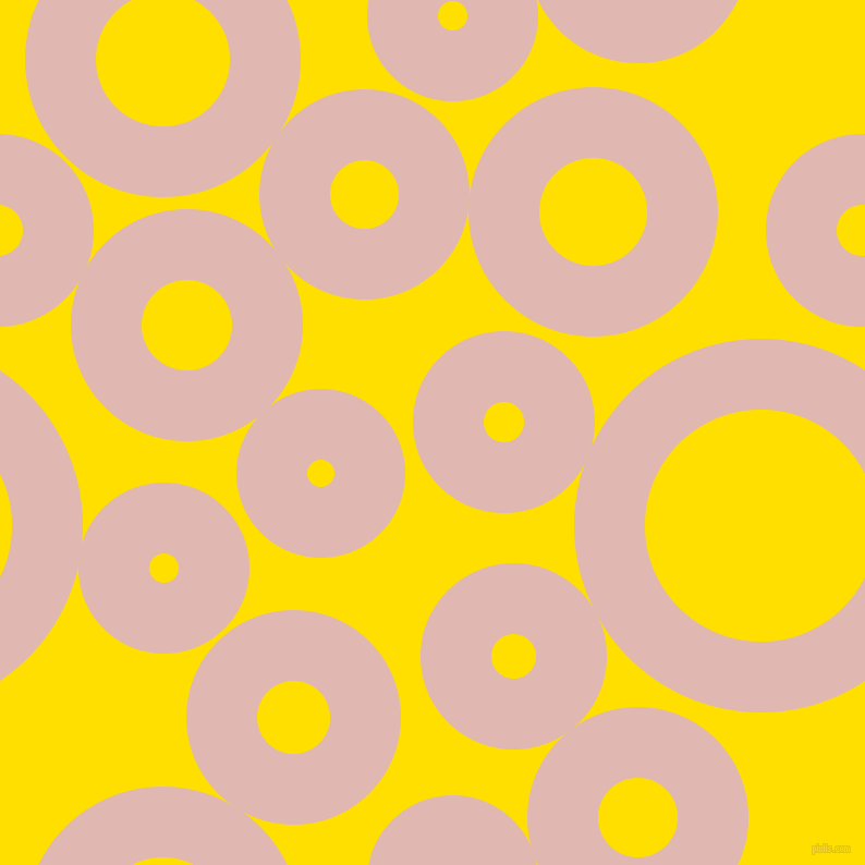 bubbles, circles, sponge, big, medium, small, 65 pixel line width, Cavern Pink and Golden Yellow circles bubbles sponge soap seamless tileable