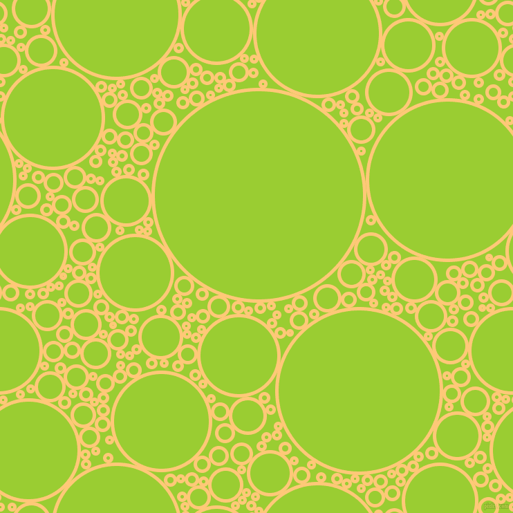 bubbles, circles, sponge, big, medium, small, 5 pixel line width, Chardonnay and Yellow Green circles bubbles sponge soap seamless tileable