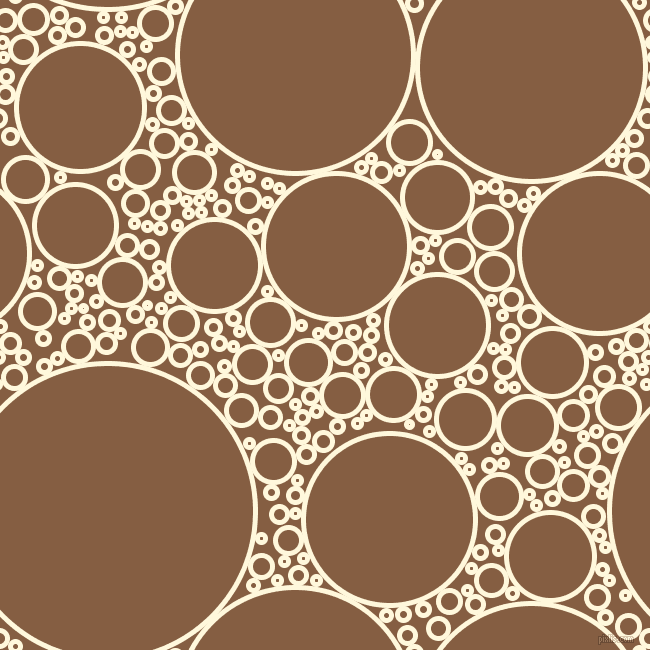 bubbles, circles, sponge, big, medium, small, 5 pixel line width, Corn Silk and Dark Wood circles bubbles sponge soap seamless tileable