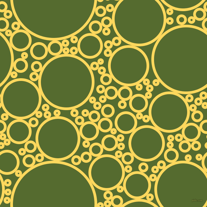 bubbles, circles, sponge, big, medium, small, 9 pixel line width, Dandelion and Dark Olive Green circles bubbles sponge soap seamless tileable