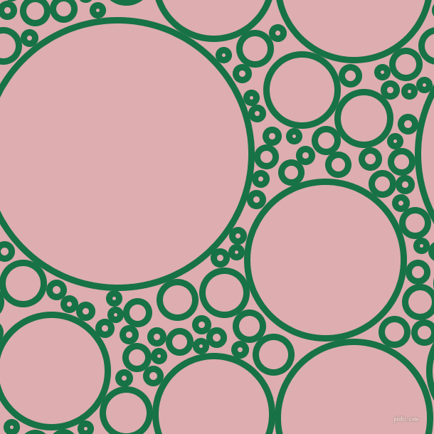 bubbles, circles, sponge, big, medium, small, 9 pixel line width, Dark Spring Green and Pale Chestnut circles bubbles sponge soap seamless tileable