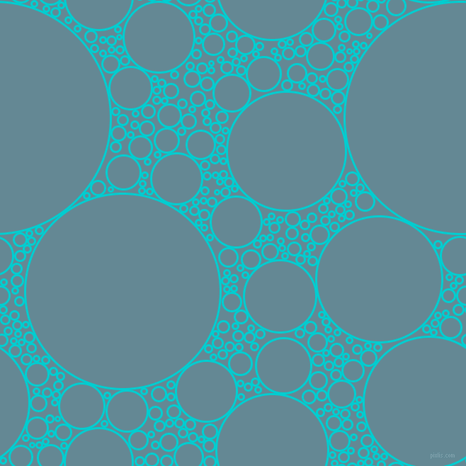 bubbles, circles, sponge, big, medium, small, 3 pixel line width, Dark Turquoise and Horizon circles bubbles sponge soap seamless tileable