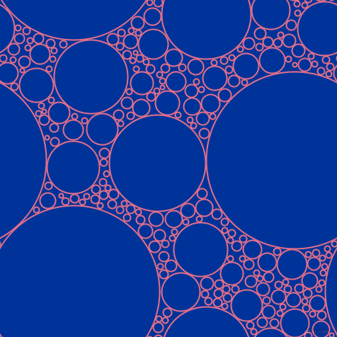 bubbles, circles, sponge, big, medium, small, 2 pixel line width, Deep Blush and Smalt circles bubbles sponge soap seamless tileable
