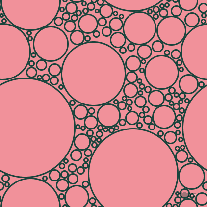 bubbles, circles, sponge, big, medium, small, 3 pixel line width, Deep Teal and Wewak circles bubbles sponge soap seamless tileable