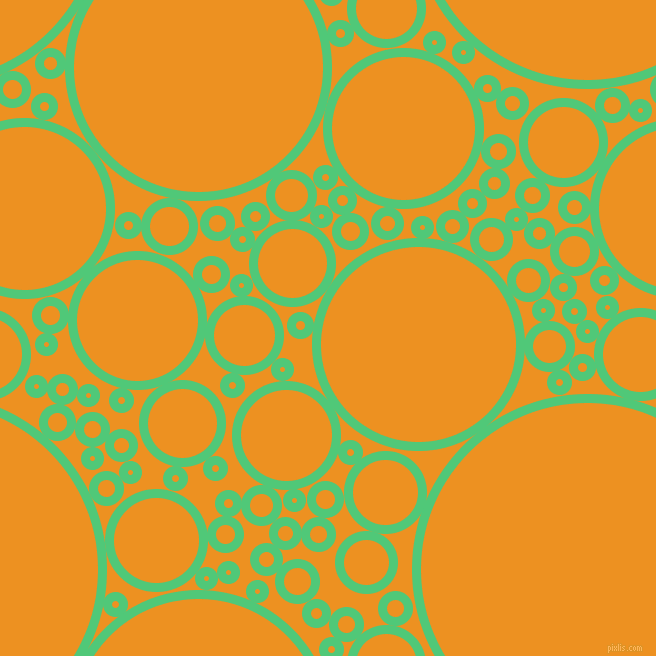 bubbles, circles, sponge, big, medium, small, 9 pixel line width, Emerald and Carrot Orange circles bubbles sponge soap seamless tileable