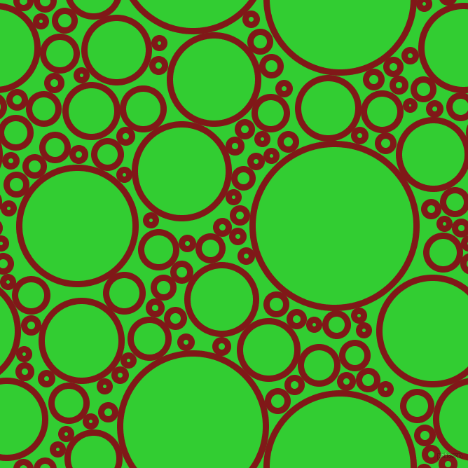 bubbles, circles, sponge, big, medium, small, 9 pixel line width, Falu Red and Lime Green circles bubbles sponge soap seamless tileable