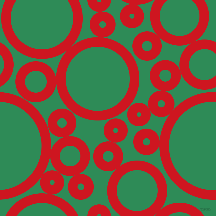 bubbles, circles, sponge, big, medium, small, 33 pixel line width, Fire Engine Red and Sea Green circles bubbles sponge soap seamless tileable